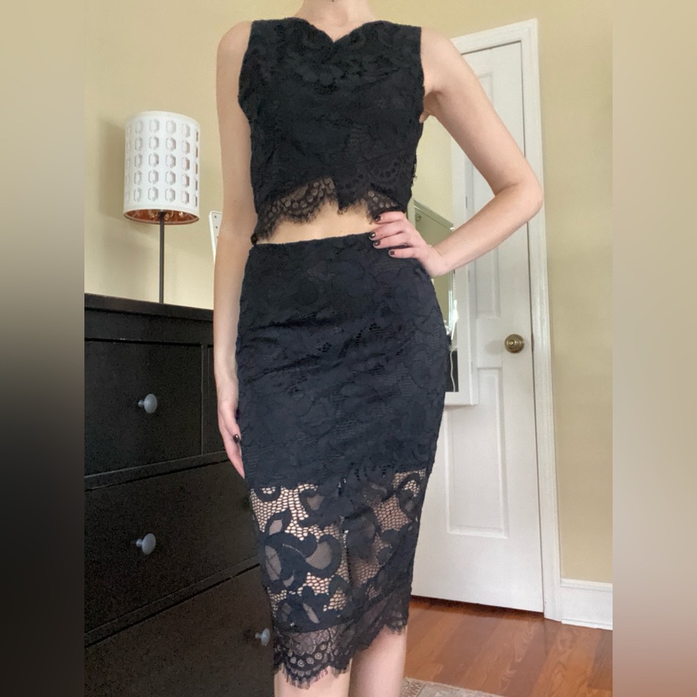 Dance & Marvel Black Lace Skirt Set